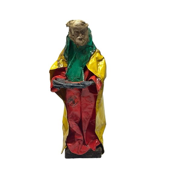 Mexican Folk Art Paper Mache Figure Man W/crown Jesus? - Picture 1 of 7